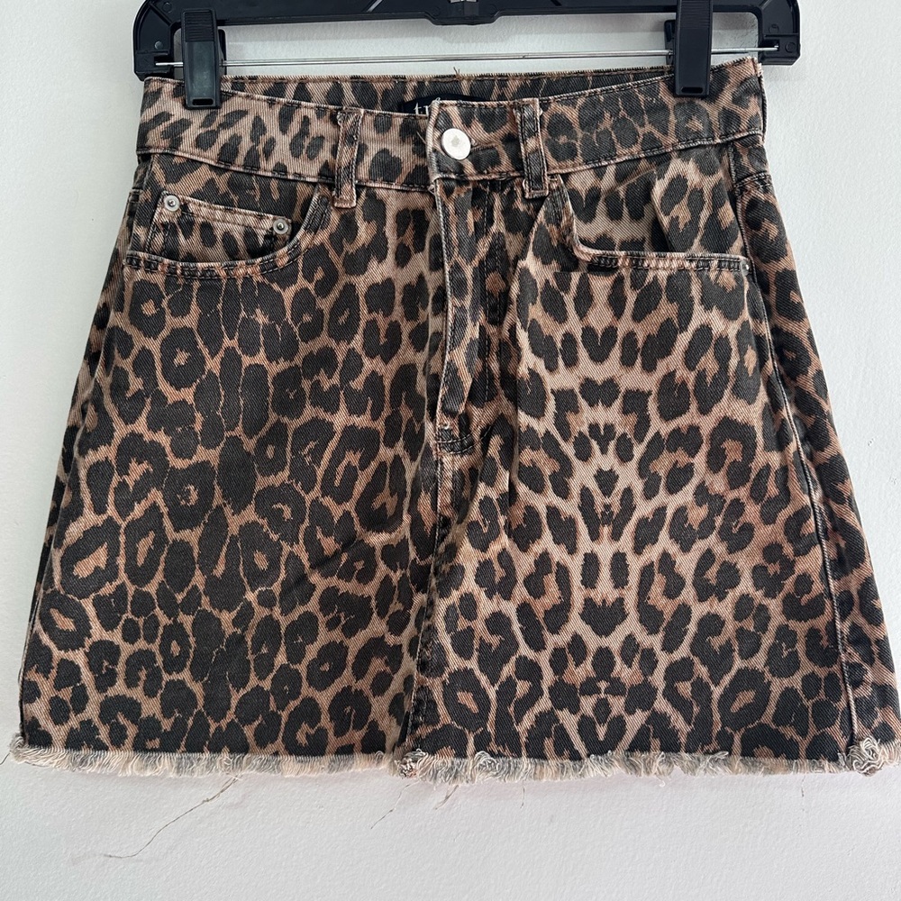 Zara Cheetah Print Denim Skirt